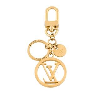 145. Louis Vuitton Authentic Porte Cle LV Circle Bag Charm Key Ring GP Gold 11